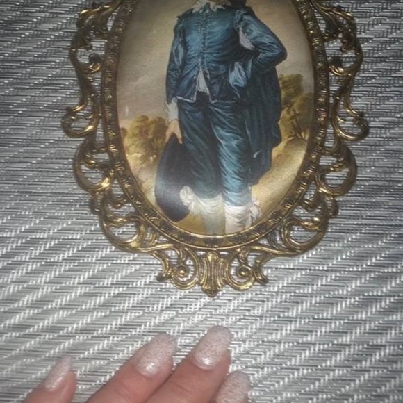 Old Vintage Blue Boy Metal Pictorial Wall Picture Hang - Picture 4 of 4